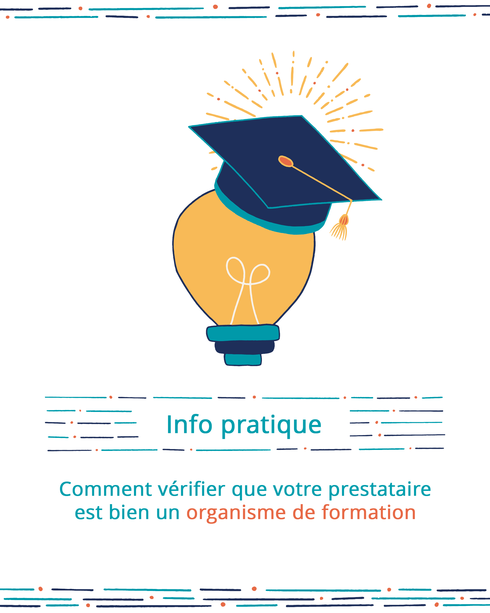 Visuel représentant l'info pratique pour savoir comment vérifier qu'un organisme de formation est inscrit au répertoire officiel
